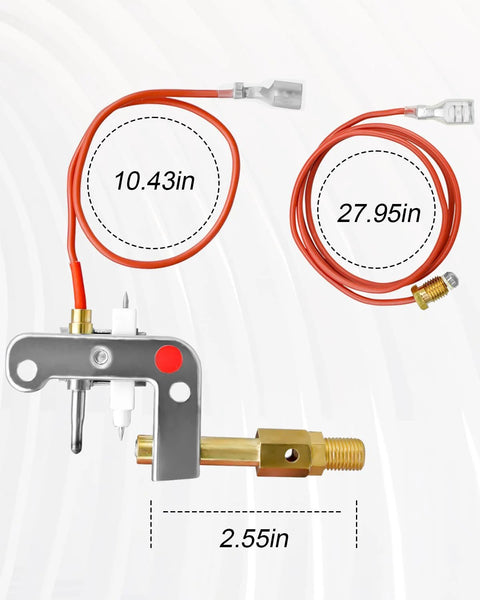 HUQUZN ODS pilot assembly for Mr. Heater propane heater; brass valve, metal bracket, red ignition wire