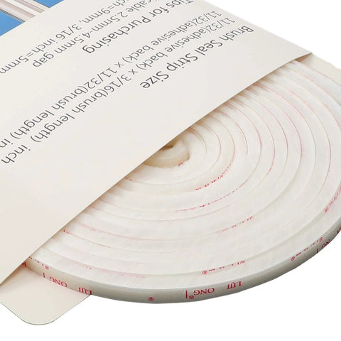 TORRAMI fuzzy brush seal weatherstripping roll, white self-adhesive 11/32 in x 11/32 in x 16 ft
