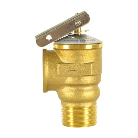 Hydro Master safety relief valve, brass body with 3/4 in NPT thread, 150 PSI for hot water, Amazon