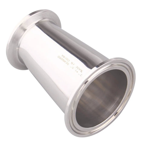 Eccentric reducer tri-clamp sanitary fitting, SS304 stainless steel, 2 in x 1.5 in