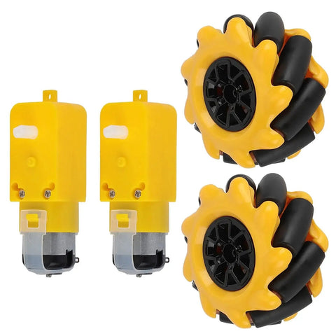 Gear Motor Mecanum Wheel Set 3V-12V DC No Welding Plug And Play For Small Robot Cars 48mm Diameter Rubber Coated Wheels