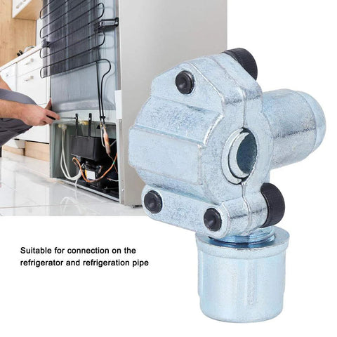 Miskall refrigerator piercing valve kit, metal silver needle valve for liquid, includes wrench.