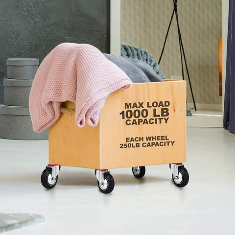 Wooden cart with 24 Pack Three Inch Swivel Caster Wheels With Rubber Base And Top Plate Double Ball Bearing Heavy Duty Ideal For Carts And Equipment Load Capacity Over 250 Lbs Per Caster