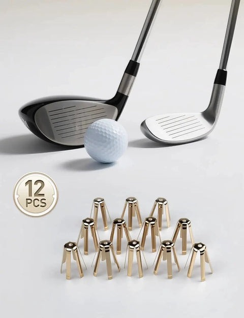 Universal Brass Golf Shaft Adapter Shims 12 Pack with 6 Leg Precision Design for.335.350.355.370 tips, with golf clubs and ball