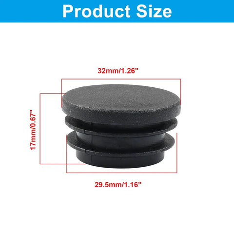 Four Pack One And A Quarter Inch Round Plastic Hole Plugs Black End Caps For Round Metal Tubes Product Size Dimensions
