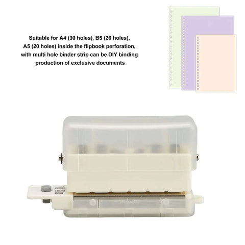 Heavy Duty Do It All 6 Hole Paper Puncher Portable Adjustable Metal Hole Punch with Chip Tray and Positioning Pillar, side view