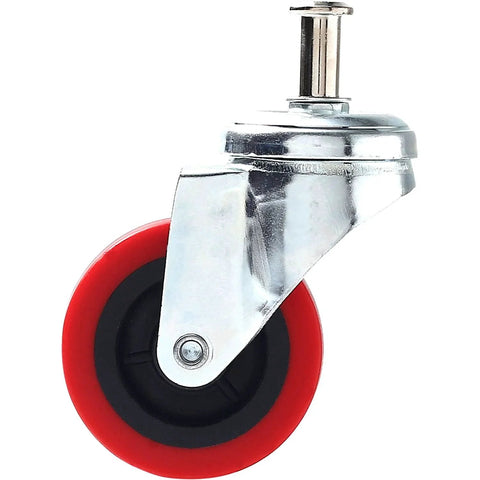 Heavy Duty 2.5 Inch Swivel Caster Wheel with red polyurethane and threaded post mount