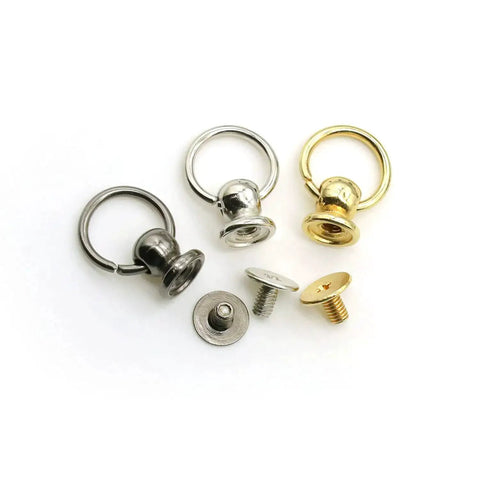 120 Pcs Screwback Round Head Rivets With Pull Ring Studs For DIY Leather Craft Bags Wallets Purses Shoes Belts Hats Jeans And More Includes Mini Screwdriver 8mm Zinc Alloy Hardware