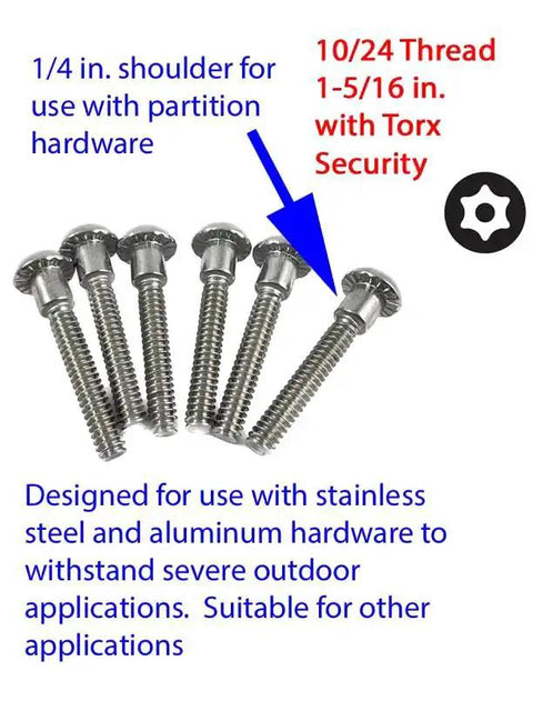 Stainless Steel T27 Torx Security Hardware Kit With Six 10/24 Threaded Shoulder Bolts And Six Barrel Nuts For 1-1/4 In Panels