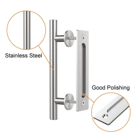 12 Pack Sliding Barn Door Handles Hardware Set with Flush Double Sided Finger Pull for Gates Garages and Cabinets Solid Steel Construction Powder Coated Finish Rust and Corrosion Resistant Smooth Touch No Sharp Edges Stainless Look
