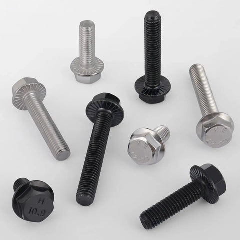 Selection of M8 1.25 X 30mm Flanged Hex Head Bolts Black Zinc Plated Grade 10.9 Alloy Steel Screws assorted by color and finish
