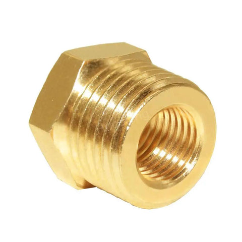Brass Reducer Hex Bushing Half Inch NPT Male To Quarter Inch NPT Female Six Pack Pipe Fittings Adapter front view