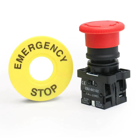 Beefy 22mm Push Button Switch With Two NC Contacts Red Mushroom Emergency Stop LED Indicator 600V 10A industrial control button