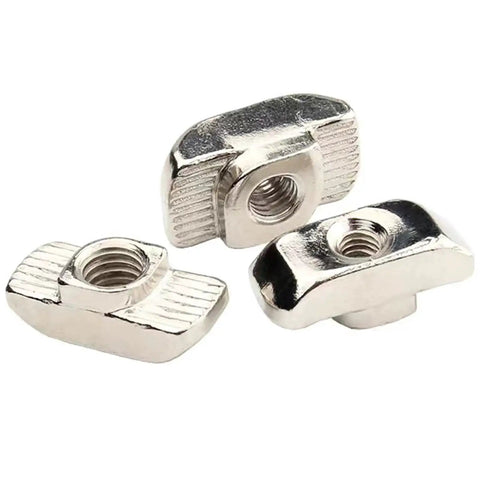 Durable Heavy Duty 50 Pack M6 T Nuts Hammer Head T Slot Nuts Drop In Nickel Plated Carbon Steel For European Aluminum Profiles 10mm Slot
