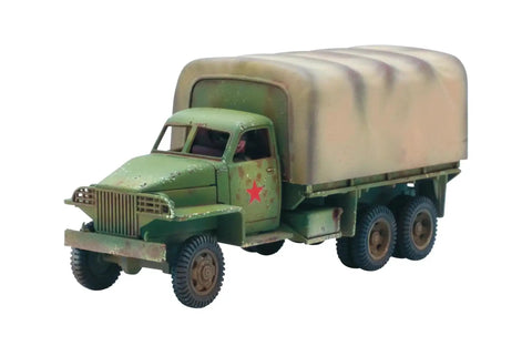 Studebaker US6 Truck 1:56 Scale Plastic Model for Bolt Action with soft skin and Soviet markings, WWII miniature transport model.