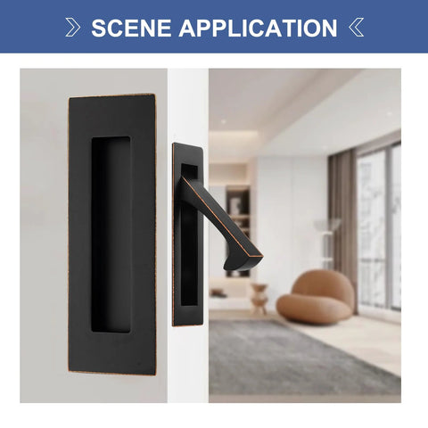 Oil Rubbed Bronze 6 Inch Pocket Door Hardware Kit With Recessed Flush Pulls And Edge Pulls In Stainless Steel For Closet Sliding And Barn Doors