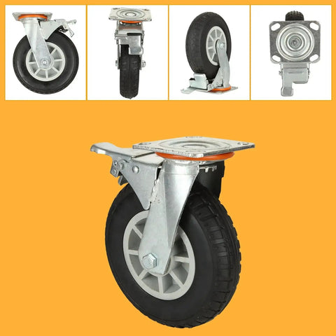 8 Inch Heavy Duty Plate Casters Set Of 2 With Locking Brakes For Cart Furniture And Workbench Industrial Quality Wheels