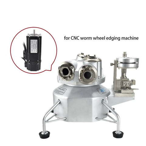 Servo motor with brake, black finish, mounted on CNC wheel edging machine