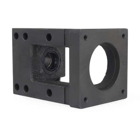 Side view of Tough As Nails Nema23 Stepper Motor Steel Mounting Bracket With BK12 Bearing End And Integrated Motor Mounts End Support For 16mm Ballscrew SFU1605 SFU1610 SFU1604 SFU1616 SFU1620 CNCTOPBAOS