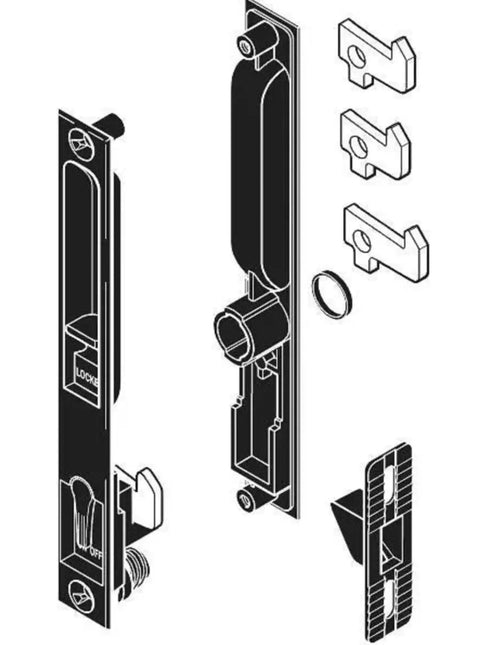 Sliding Glass Patio Door Handle Set Flush Mount Non-Keyed With 6-5/8 Inch Screw Hole Centers White DL-502 Replacement Hardware