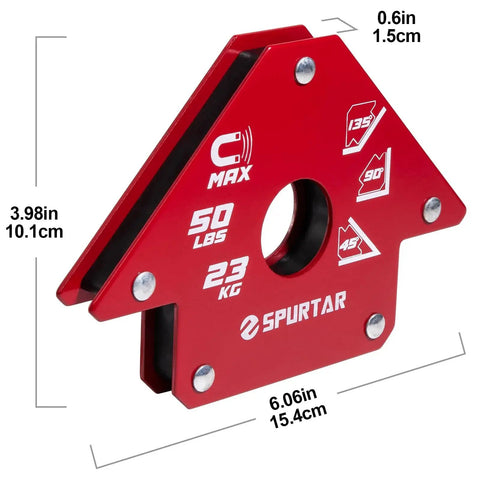 Red Heavy Duty Welding Magnets Set 50 Lbs Each Four Pack With Clamps For Hands Free Welding Magnetic Holder Square