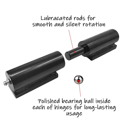 Heavy Duty Weld On Barrel Hinges For 5 Inch Gates And Ramps HLMOptimo 450 Lbs Load Capacity Per Hinge 2 Pack Matte Black Steel Construction Rust Resistant