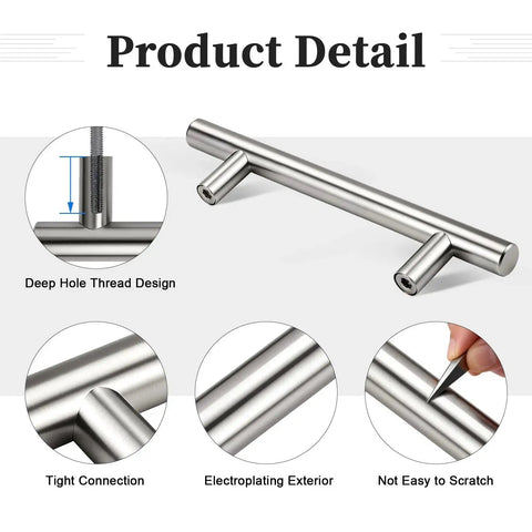 30 Pack 3-3/4 Inch Hole Center Cabinet Pulls Brushed Nickel Stainless Steel Kitchen Cabinet Handles detail image