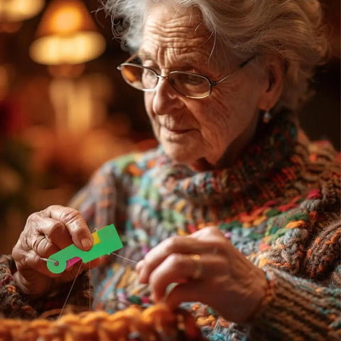 Woman using Automatic Needle Threader for Hand Sewing and Embroidery Must Have 2025 Upgraded Threading Device