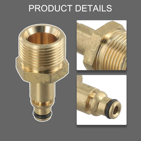 Brass M22 hose adapter for high-pressure washers with hex body and O-ring, solid brass