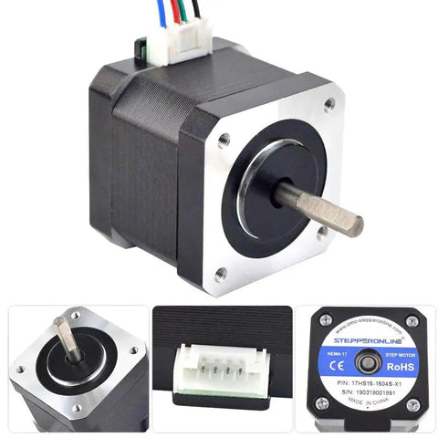 Image of Three Pack Nema 17 Stepper Motors 1.5A 12V High Torque 45Ncm 63.74 Oz In 4 Lead 39mm Body With 1m Cable And Connector for DIY CNC