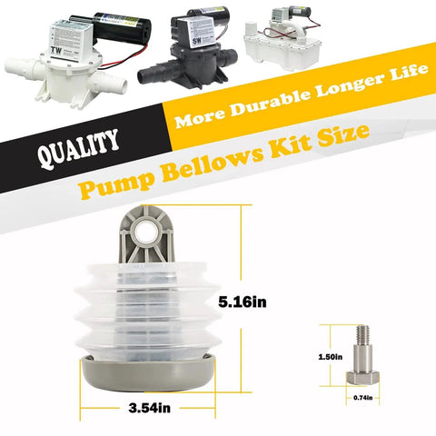 Image of Pump Bellows Kit for Sealand Vacuum and Discharge Pumps includes one bellows, one bushing, and one bolt for quick install.