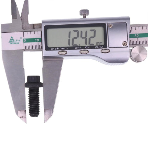 Pressure plate bolt, black finish, 12.42 mm diameter measured with digital caliper