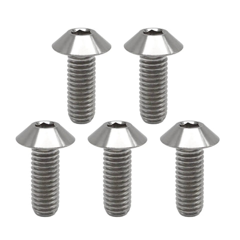 Titanium Button Umbrella Socket Head Bolts M6 X 1.0 X 16mm Pack Of 5 For Bikes And Motorcycles Ultra Lightweight Rustproof