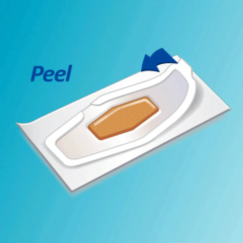 Illustration of Waterproof Clear Bandages Assorted Sizes 100 Count With 360 Degree Seal Around The Pad Protects Minor Wounds from Water Dirt and Germs