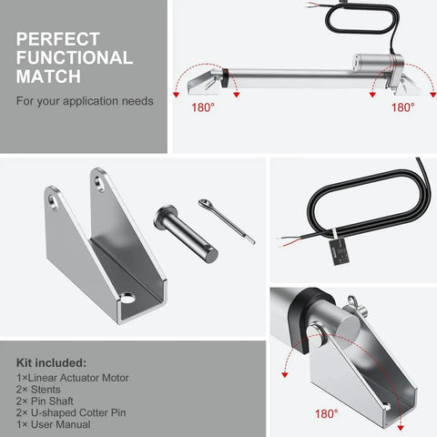 Beefy 12V Heavy Duty Linear Actuator 330 LBS 1500N 12 Inch Stroke Silent IP65 With Brackets components overview