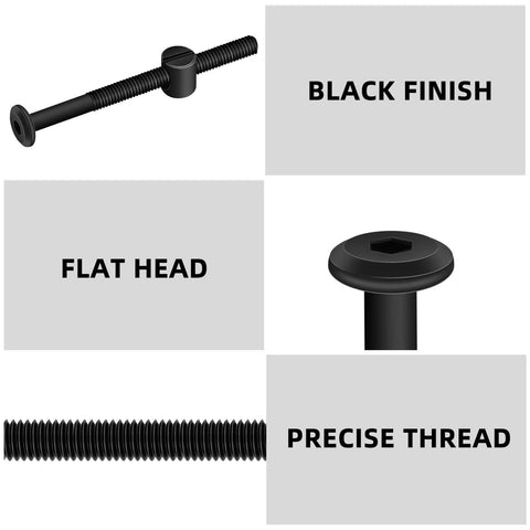 M6x80mm Black Flat Head Socket Head Screws With Barrel Nuts And Allen Wrench For Furniture Assembly Ten Sets Included