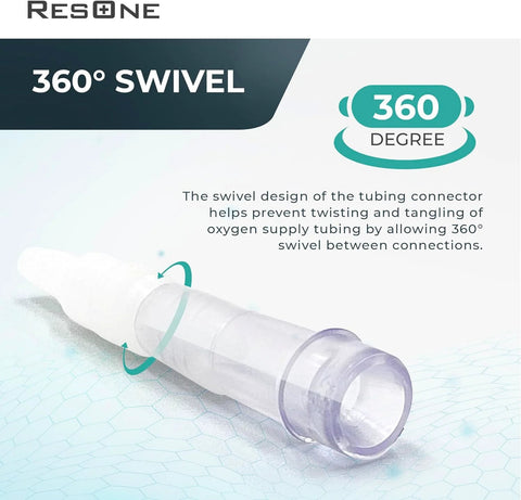 ResOne oxygen tubing swivel connector, 5-pack, plastic cannula hose connectors with 360° rotation