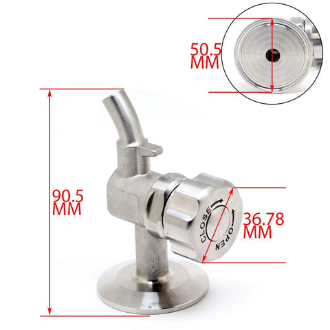 QiiMii 1.5in SS304 stainless beer sampling valve with clamp end and adjustment knob