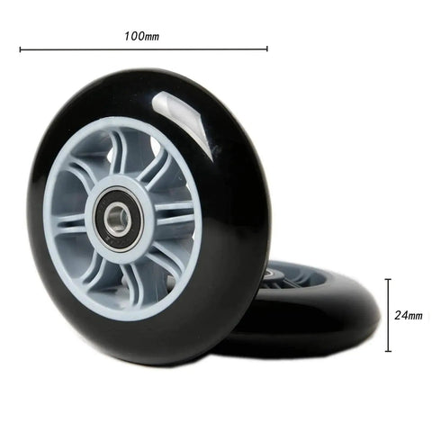 High Rebound 100mm Kick Scooter Wheels With ABEC 7 Bearings, grey PP core, 85A PU urethane, 4 pack from FREEDARE.