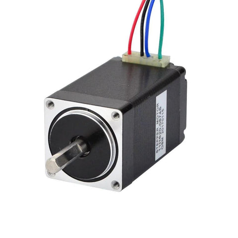 Stepper motor Nema 11, bipolar, 0.67A, 17 oz-in (12 Ncm), 1.8° step, 4-wire leads, black body with silver faceplate