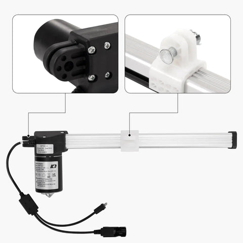 Recliner Motor Actuator Replacement Kit For Lift Chair And Couch Systems KDPT007-115 226mm Stroke, dual cable connectors