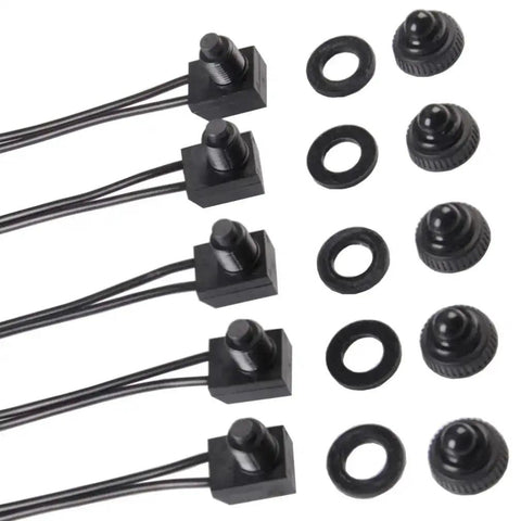 5 Pack 12V Push Button Switches Waterproof On Off Micro Light Toggle For Motorcycle Car Truck Boat Marine Black 6A Surface Mounted