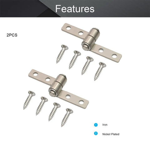 Torque Friction Positioning Door Hinge 48mm Long 2 Pack Silver Tone Nickel Plated Metal Hinges with screws visible