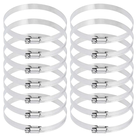 Selizo 12-pack hose clamps, 4 inch, 91–114mm, 304 stainless steel worm-gear clamps