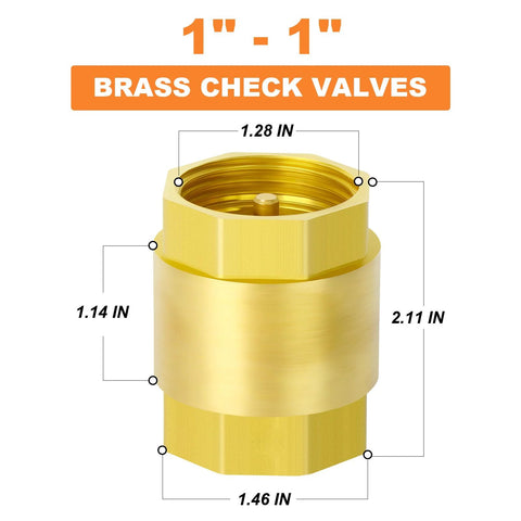 Brass check valve, 1-inch female threaded, backflow prevention, 2-pack by Amazon GASHER.