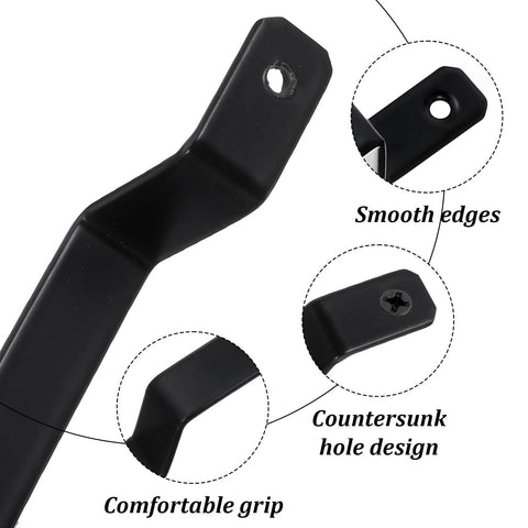 Close-up of 4 Pack 7.87 Inch Black Barn Door Handles Built To Last Heavy Duty Rustic Metal Cabinet Pulls For Sliding Doors Gates Fences