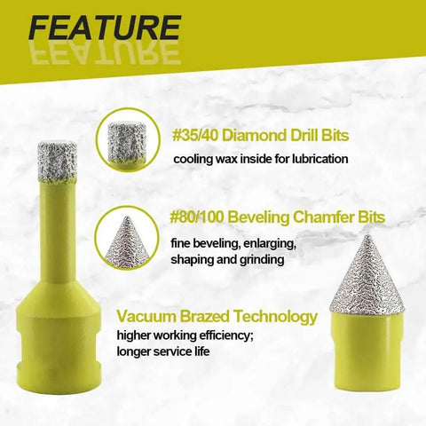 Diamond Core Drill Bits Set For Porcelain Tile Marble Granite And Artificial Stone 4pc Kit with 35/40 diamond drill bit