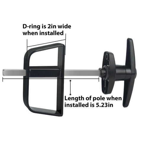 Side view of T Handle Shed Door Lock Kit with 5 Keys, Adjustable 5.5 Inch Stem, industrial grade steel, rustproof coating.