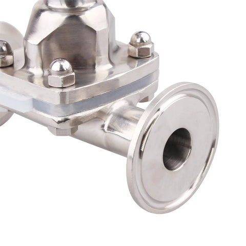 DERNORD sanitary diaphragm valve with silicone seal, SS316L stainless steel, 1.5 in tri-clamp (3/4 in tube OD)