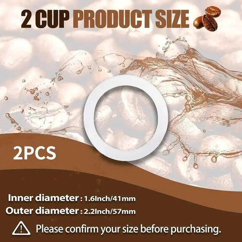 Premium Silicone Moka Pot Gasket Seal Replacement For Stovetop Espresso Makers Fits 2 Cup Pots, 2 Pack, White Silicone Rubber Ring